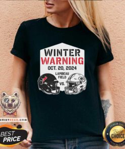 Premium Houston Texans Vs Green Bay Packers Winter Warning Oct 20 2024 V-neck