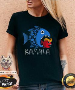 Premium Kamala Over Trump Blue Wave Big Fish Eats Small Fish V-neck