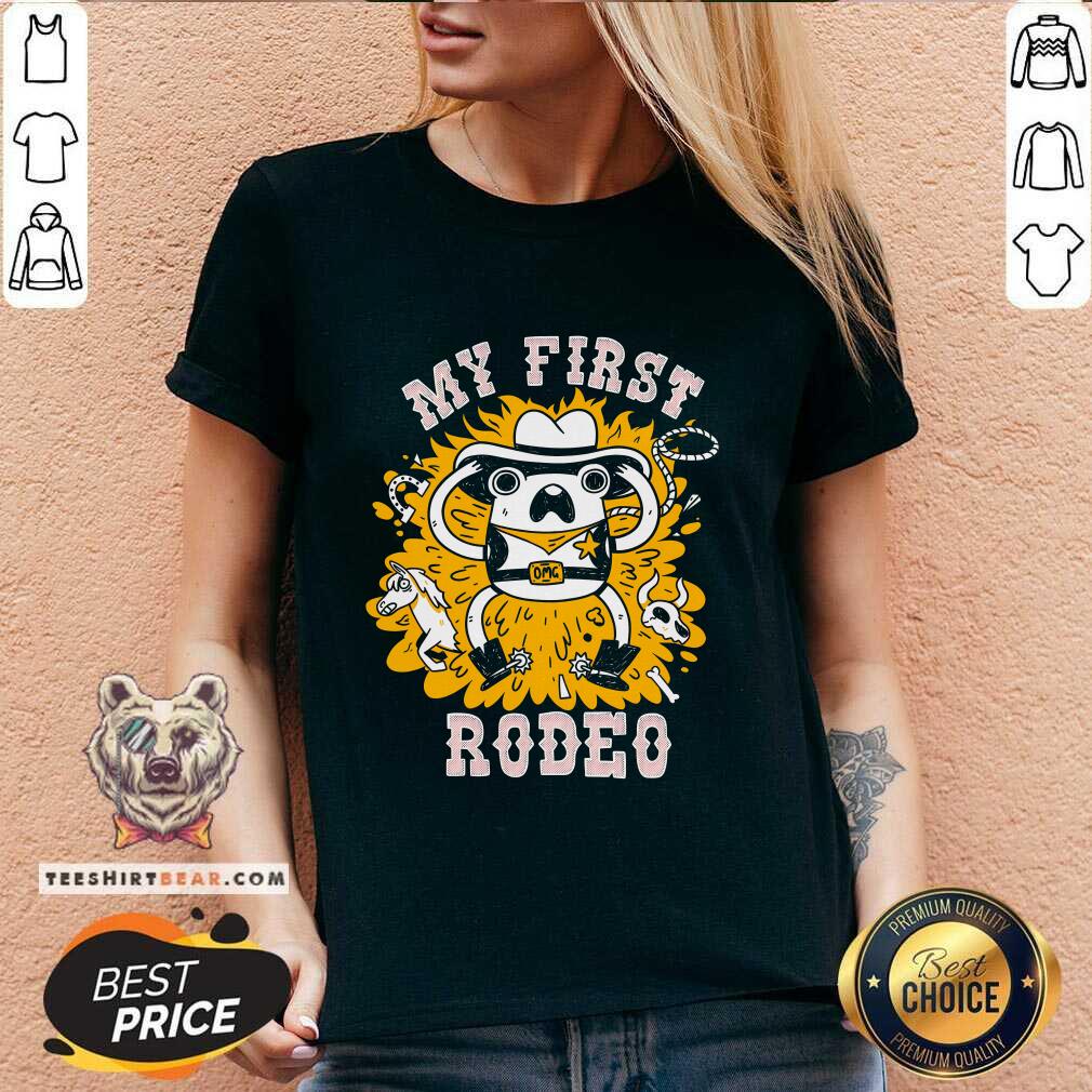 Pretty My First Rodeo Frog Cowboy V-neck