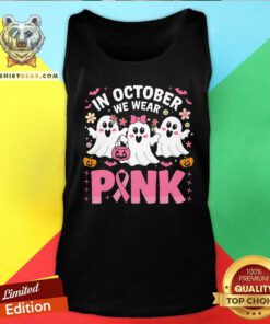 Top In October We Wear Pink Ghost Witch Breast Cancer Awareness Tank-top