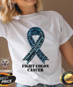 Awesome Fight Colon Cancer Resolve Support Faith Blue Ribbon V-neck