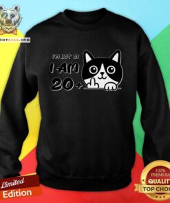 Awesome I'm Not 21 I Am 20 Plus 1 Middle Finger Cat Flip Sweatshirt
