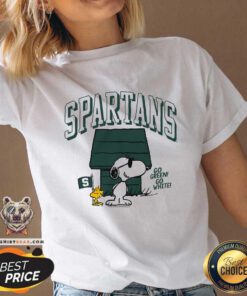 Awesome Peanuts X Michigan State Joe Go Green Go White V-neck