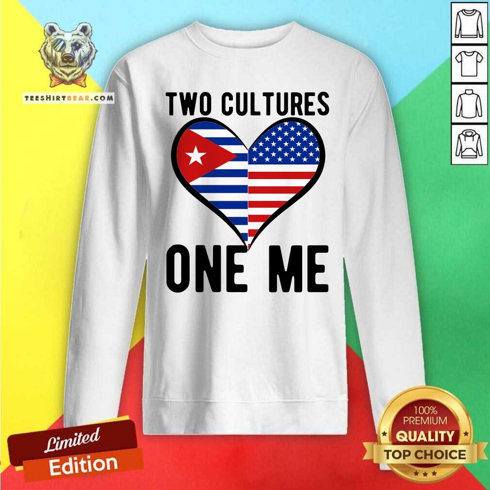 Awesome Two Cultures One Me Cuban American Heart Flag Sweatshirt