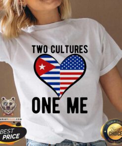 Awesome Two Cultures One Me Cuban American Heart Flag V-neck
