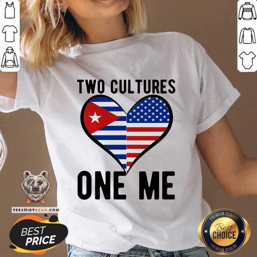 Awesome Two Cultures One Me Cuban American Heart Flag V-neck