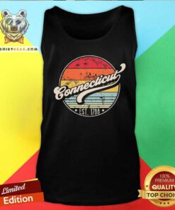 Funny Connecticut Home State CT Cool 70s Style Sunset Tank-top