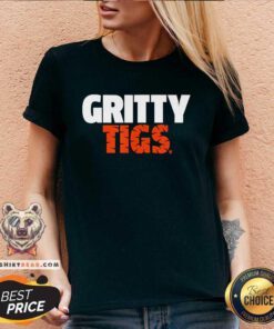 Funny Gritty Tigs Detroit Baseball V-neck