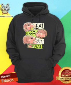 Funny Moo Deng Hippo Eat Sleep Battle Repeat Hoodie