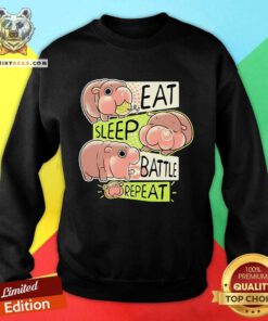 Funny Moo Deng Hippo Eat Sleep Battle Repeat Sweatshirt