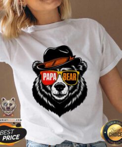 Funny Papa Bear Face Sunglasses Papa Bear V-neck