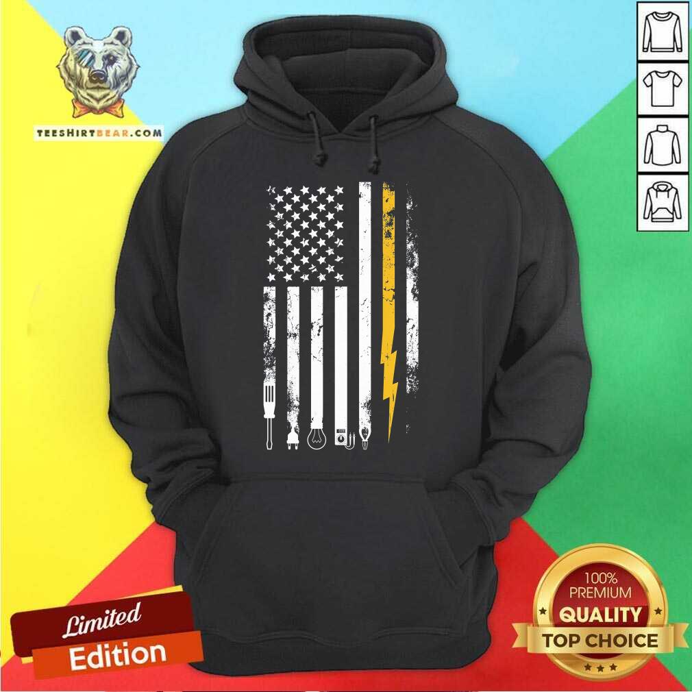 Good Cute Electrician US Flag Electricians Tools Hoodie