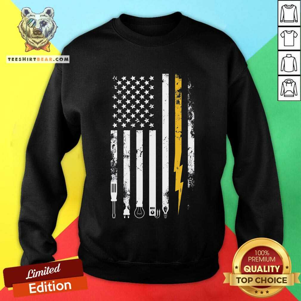 Good Cute Electrician US Flag Electricians Tools Sweatshirt