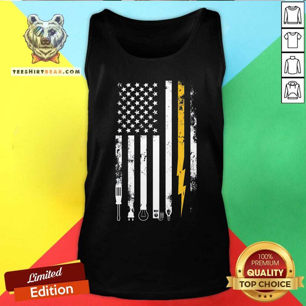 Good Cute Electrician US Flag Electricians Tools Tank-top