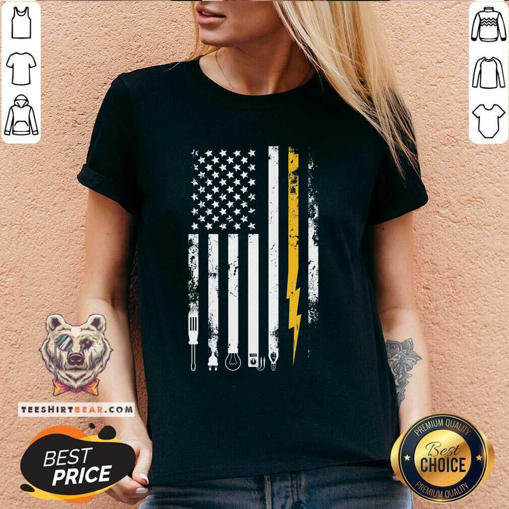 Good Cute Electrician US Flag Electricians Tools V-neck