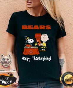 Happy Peanuts Chicago Bears Football Happy Thanksgiving V-neck