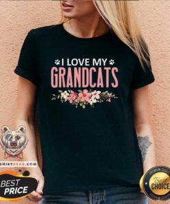 Hot I Love My Grandcats Cat Lover Granddad Grandma Grandparent V-neck