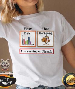 Nice I'm Earning A Break Thanksgiving Teacher V-neck