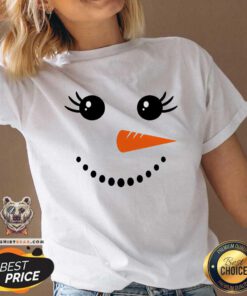 Nice Snowman Girl Face Christmas Winter V-neck