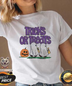 Original Peanuts Tricks Or Treats Halloween Ghost V-neck