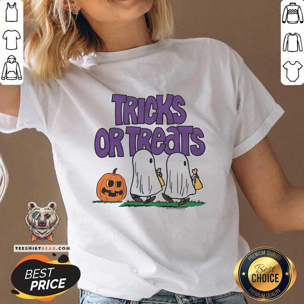 Original Peanuts Tricks Or Treats Halloween Ghost V-neck
