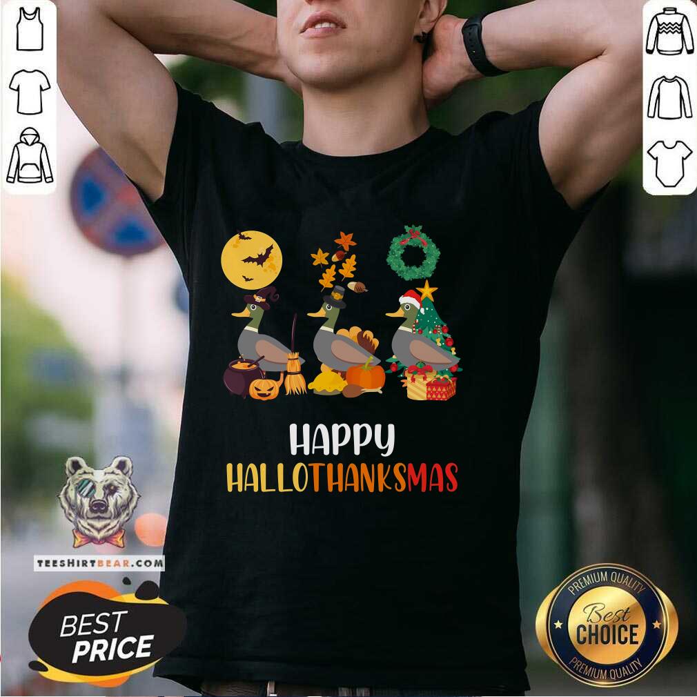 Pretty Duck Halloween And Merry Christmas Happy Hallothanksmas T-Shirt