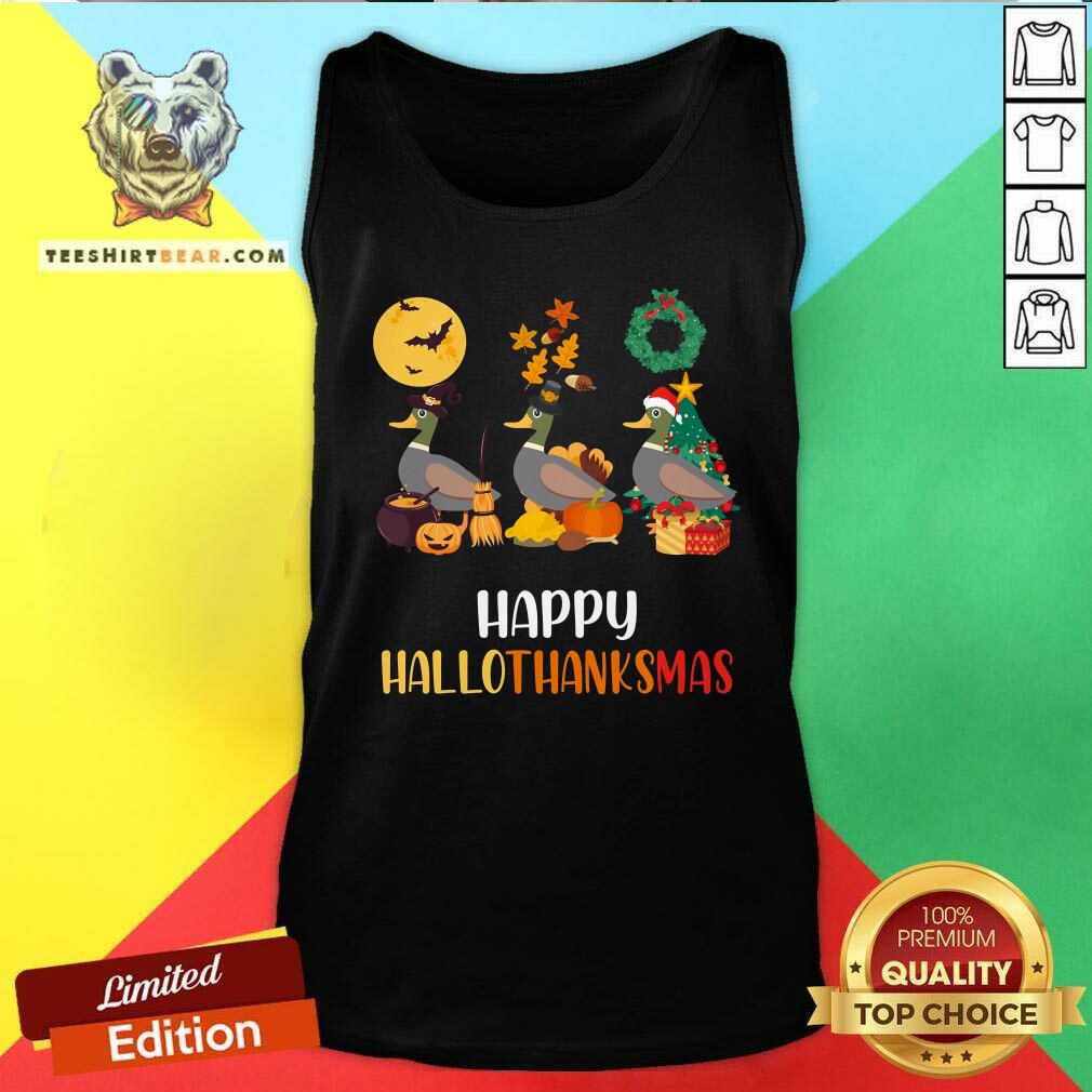 Pretty Duck Halloween And Merry Christmas Happy Hallothanksmas Tank-top