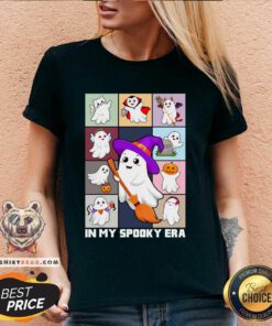 Pretty In My Spooky Era Groovy Hippie Halloween Ghost V-neck