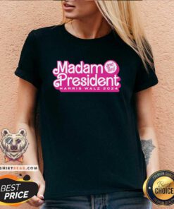 Pretty Madam President Harris Walz 2024 Feminist V-neck