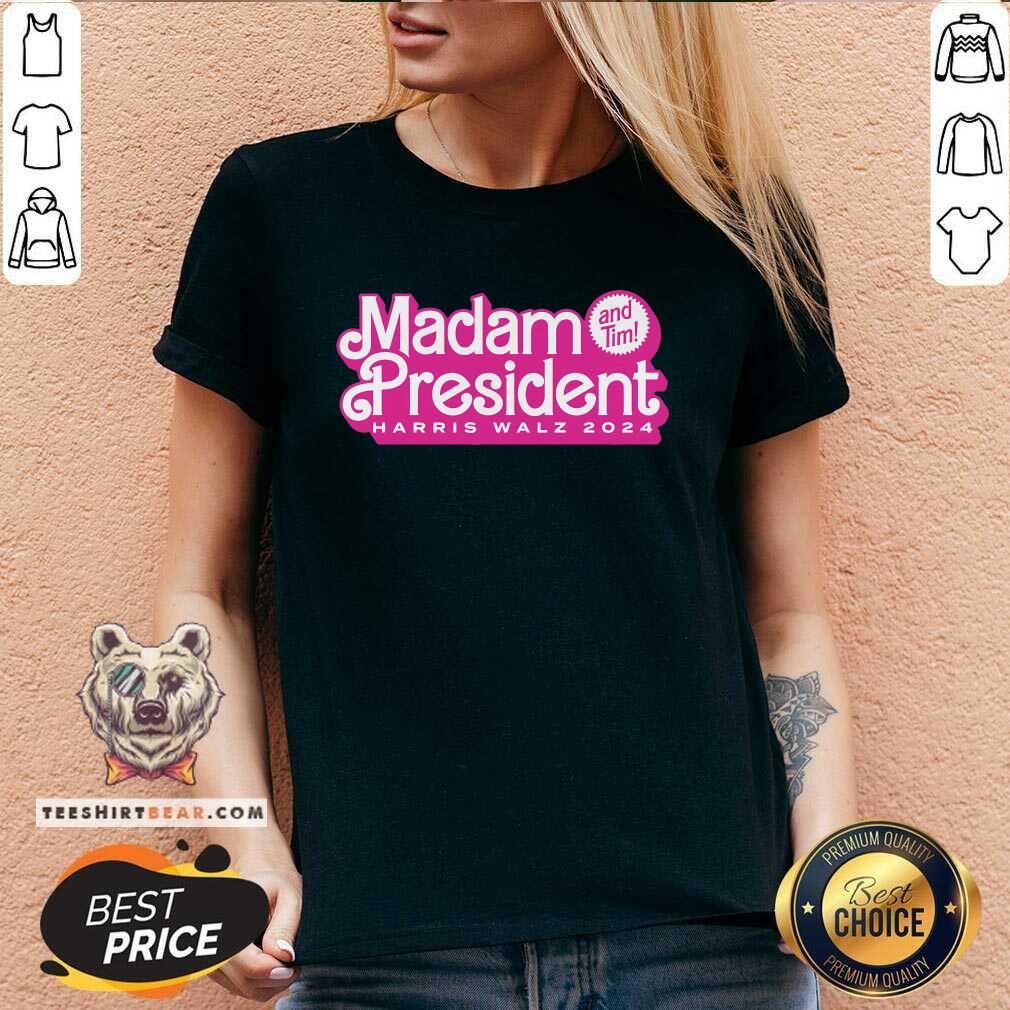 Pretty Madam President Harris Walz 2024 Feminist V-neck