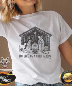 Top For Unto Us A Child Is Born Sketch Front Cardin McCoy V-neck