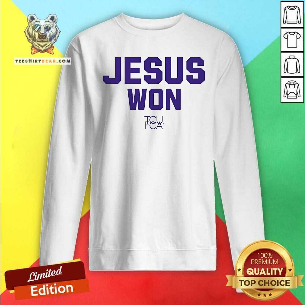 Top Josh Hoover Wearing Jesus Won TCU FCA Sweatshirt