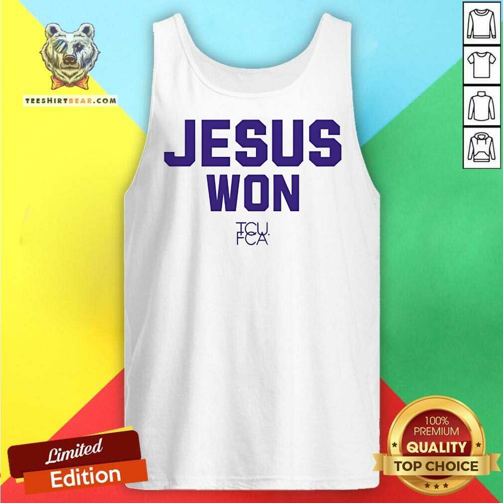 Top Josh Hoover Wearing Jesus Won TCU FCA Tank-top