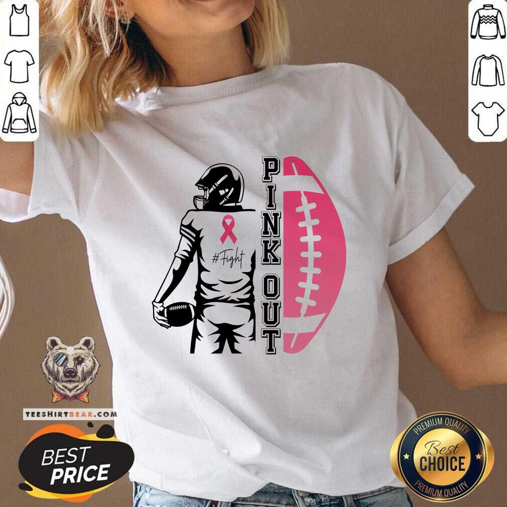 Top Pink Out Football Team Fight Breast Cancer Awareness V-neck