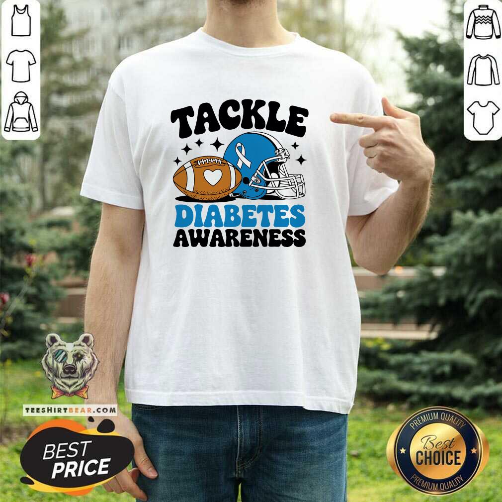 Top Tackle Diabetic Type 1 Blue Football Diabetes Awareness T-Shirt