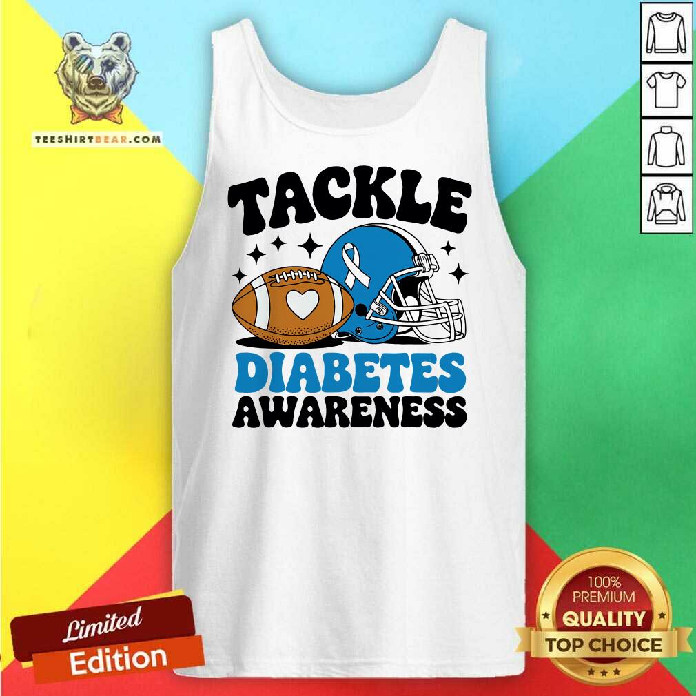 Top Tackle Diabetic Type 1 Blue Football Diabetes Awareness Tank-top