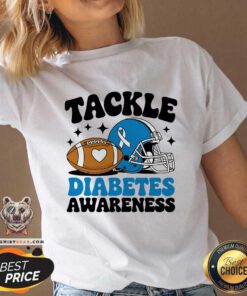 Top Tackle Diabetic Type 1 Blue Football Diabetes Awareness V-neck