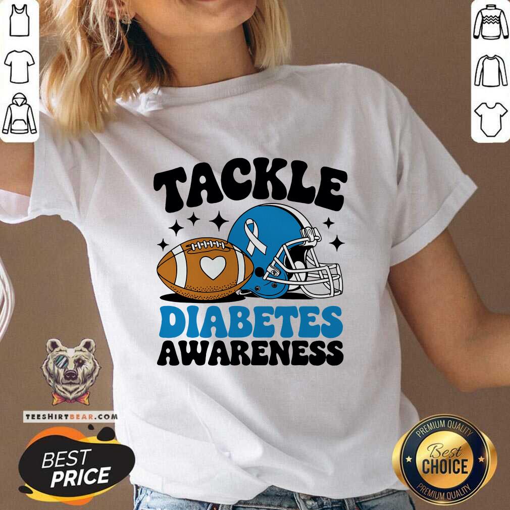 Top Tackle Diabetic Type 1 Blue Football Diabetes Awareness V-neck