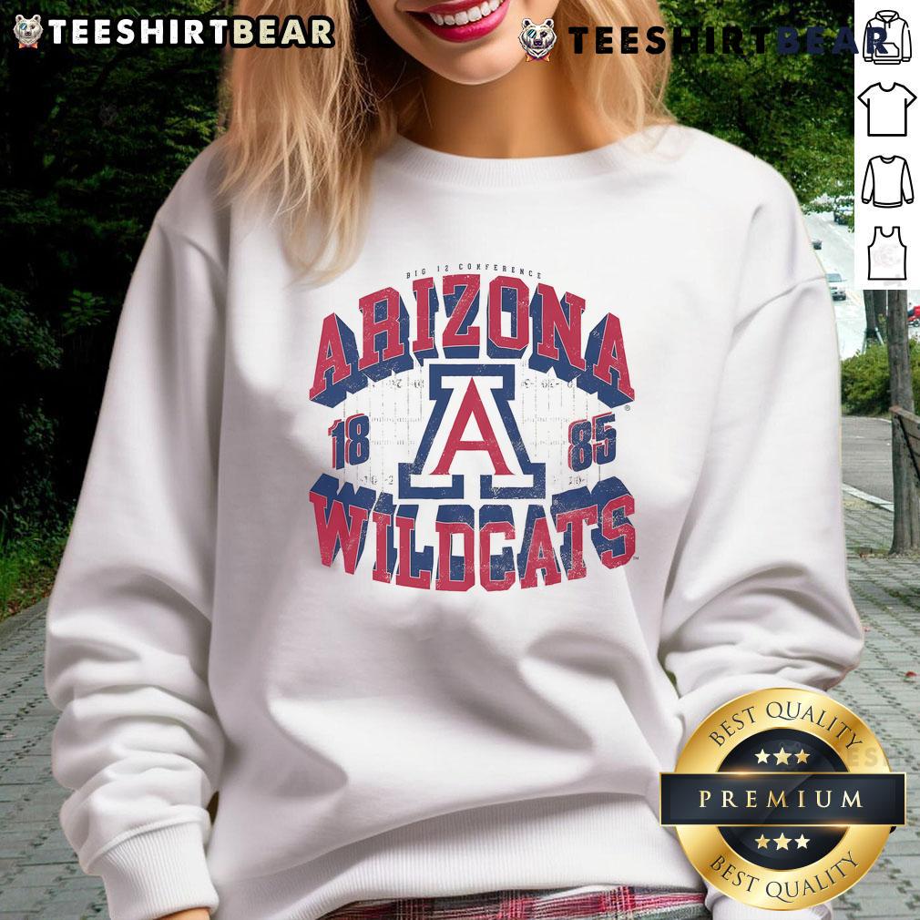 Awesome Arizona Wildcats Field Arched Wordmark Est. 1885 Sweatshirt showcasing school spirit and athletic pride.