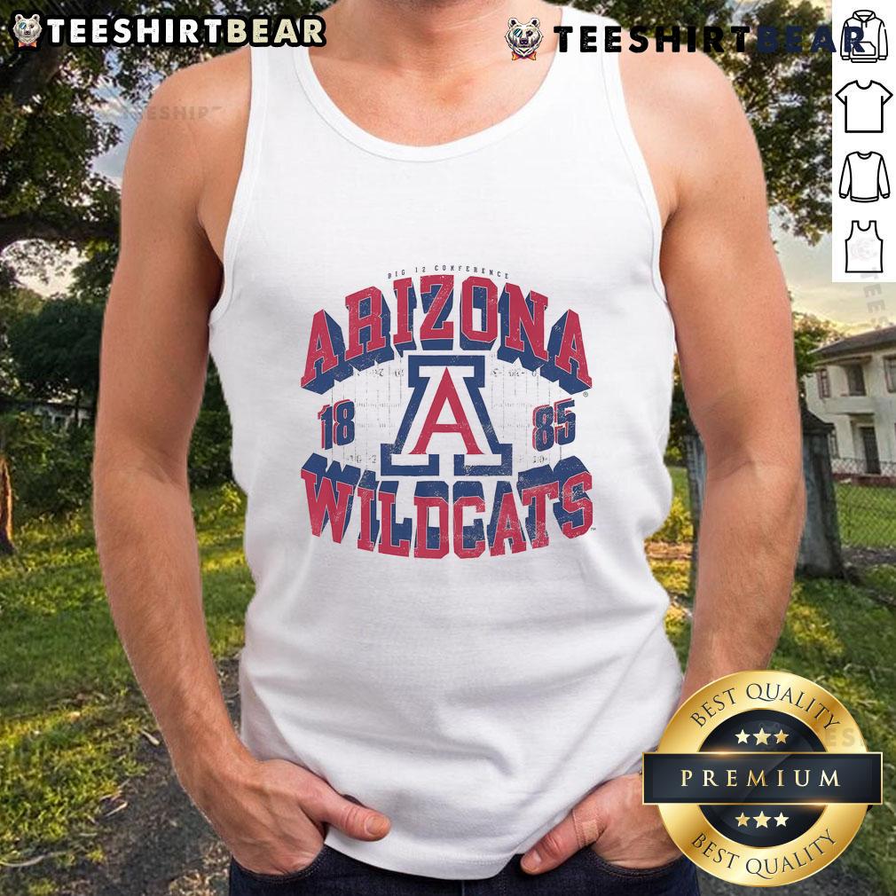 Awesome Arizona Wildcats field arched wordmark tank top, established 1885, perfect for fans and sports enthusiasts.