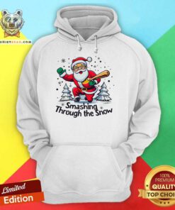 Awesome Baseball Player Christmas Santa Smashing Through The Snow Hoodie