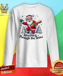 Awesome Baseball Player Christmas Santa Smashing Through The Snow Sweatshirt