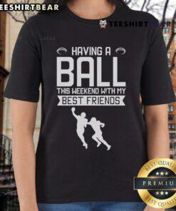 Fun football ladies tee design featuring friends enjoying the weekend together, perfect for sports enthusiasts.