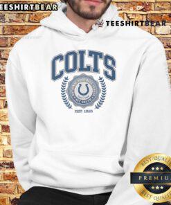 Awesome Indianapolis Colts Team Crest Est 1953 hoodie featuring blue and white design, perfect for fans.