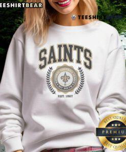 Awesome New Orleans Saints team crest sweatshirt est. 1967, showcasing team pride and style for fans.