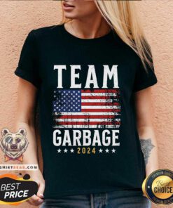 Awesome Team Garbage For Trump Funny Election Us Flag Trump 2024 V-neck