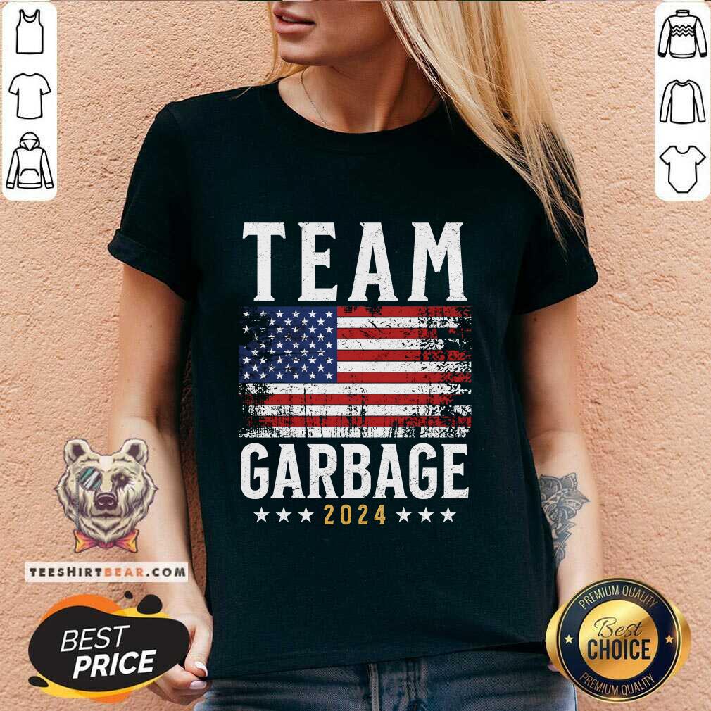 Awesome Team Garbage For Trump Funny Election Us Flag Trump 2024 V-neck