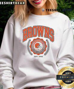 Cleveland Browns Team Crest Est 1946 Sweatshirt featuring logo and vintage design in team colors.