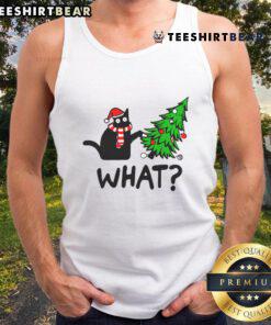 Adorable cat in a festive Christmas tank top, perfect for holiday celebrations and cat lovers' seasonal style.