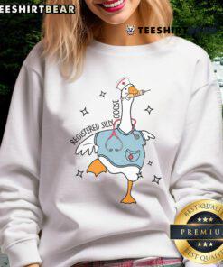Cute nurse registered sweatshirt featuring a silly goose design, perfect for nursing school students.